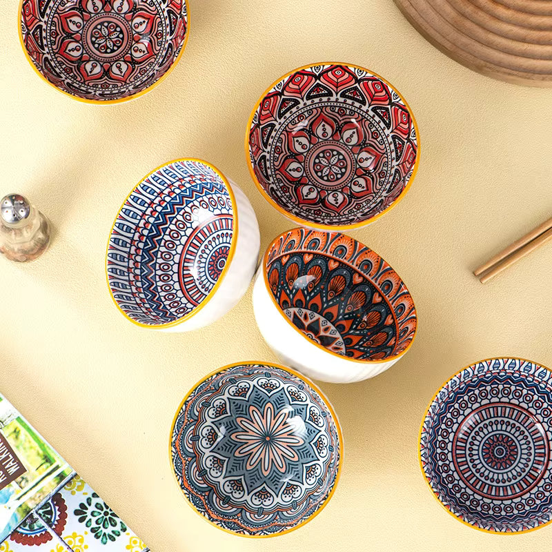 Set of 6 Ceramic Serving Bowls, Japanese Ceramic Rice Bowl, Dinnerware Bowls Gift Set, Floral Ceramic Bowl Set Set of 6 Ceramic Serving Bowls, Japanese Ceramic Rice Bowl, Dinnerware Bowls Gift Set, Floral Ceramic Bowl Set